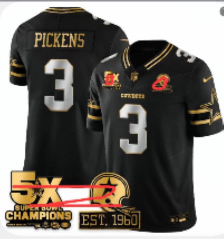Men 2026 Dallas Cowboys #3 Pickens Black gold 6th generation Nike Limited NFL Jersey style 05->dallas cowboys->NFL Jersey